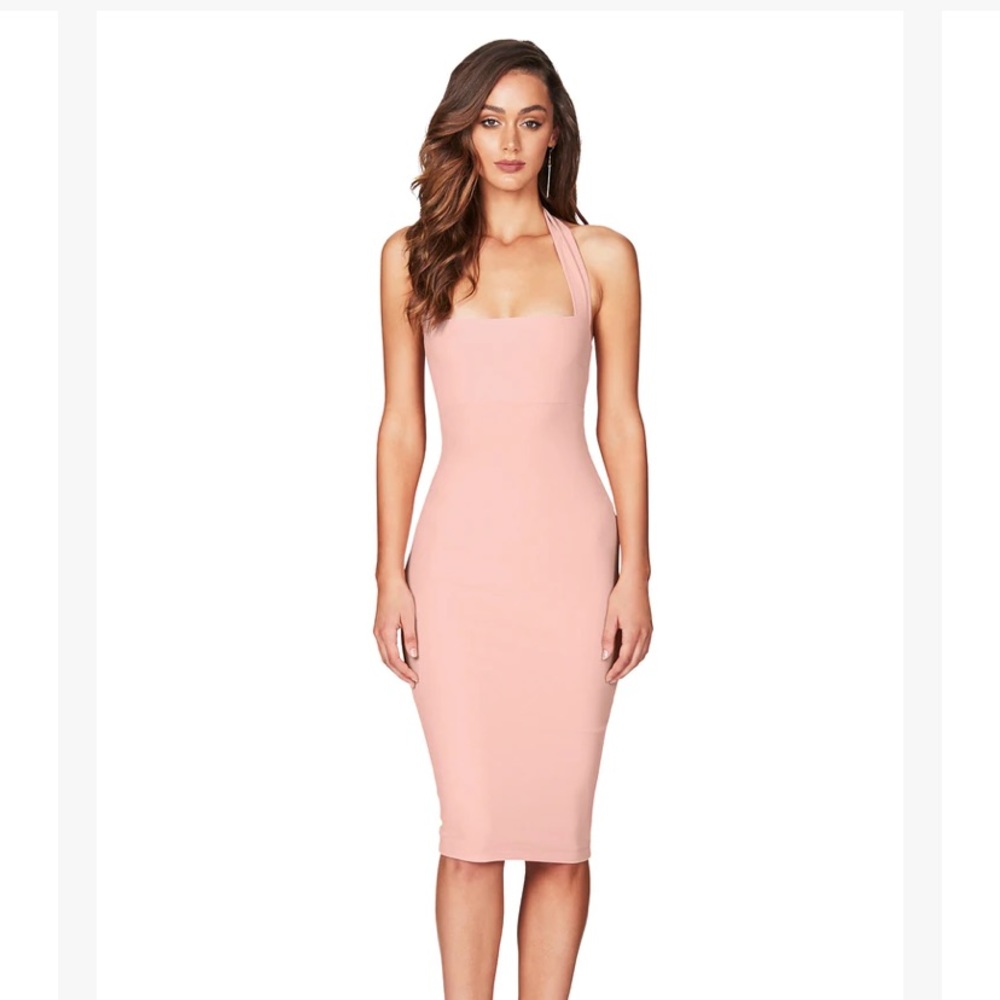 Light pink halter midi dress